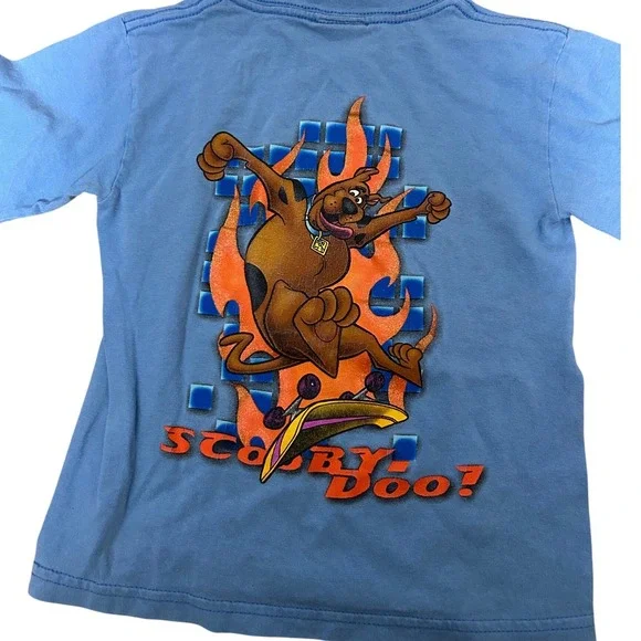 y2k 90's Vintage Scooby Doo Cartoon Network Blue Long Sleeve Graphic Tee Kids - Picture 2 of 8